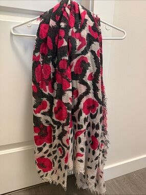 Zadig & Voltaire Delta All Over Leopard Scarf Fuchsia Grey